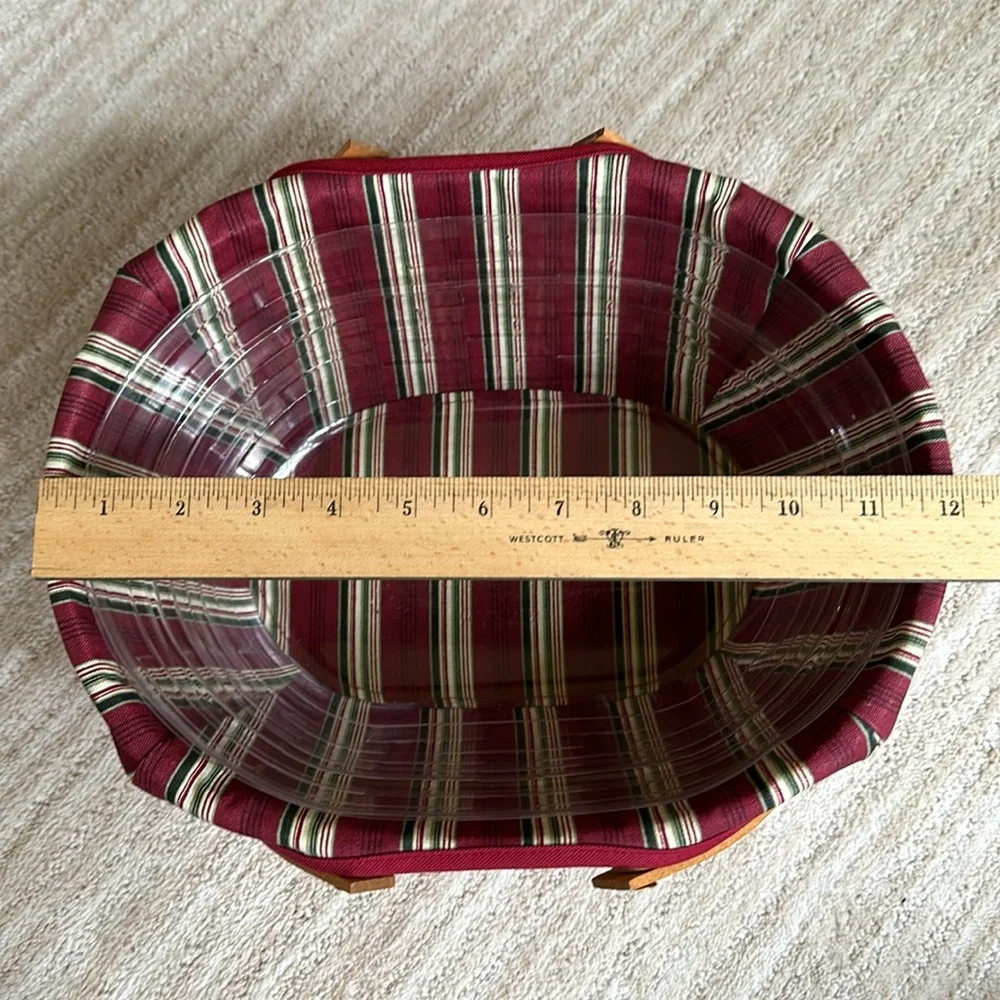Longaberger Hand Woven Wooden Get-Together Basket, Liner Protector 2004 12 x 9.5